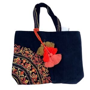 A&P Denim La Jolla Tote Navy Blue Velvet NWT